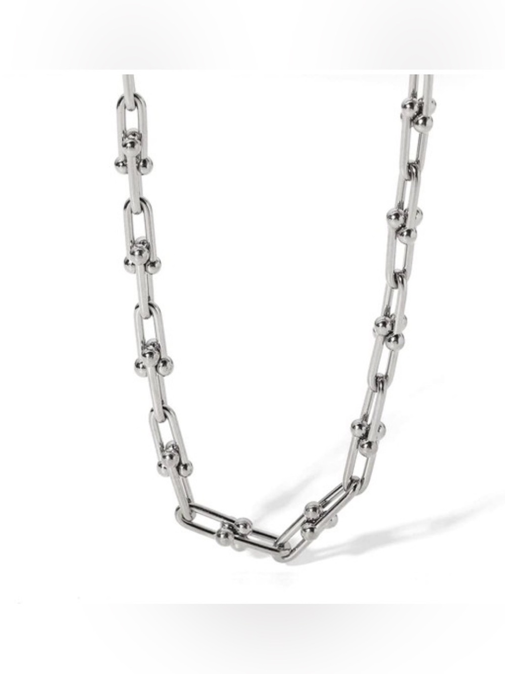 Graduated Hardware Link Silver Necklace